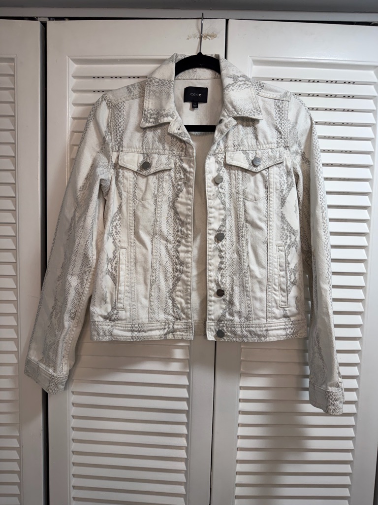 Joe's Jeans White Snakeskin-Effect Denim Jacket